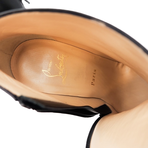 Christian Louboutin Bobsleigh Black 100 Leather Heeled Ankle Zip Booties EU 37.5 - Picture 6 of 11